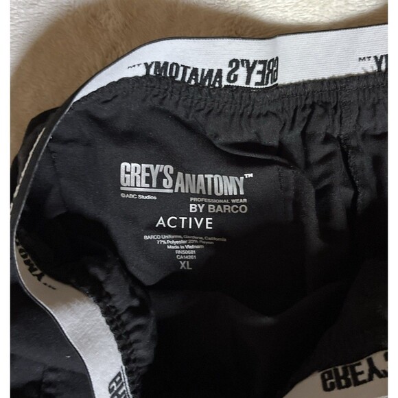 Grey's Anatomy by Barco Active Scrub Pants Black Women's XL Elastic Waist & Tie - Picture 3 of 7